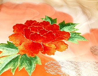 фрагмент вышивки на японском винтажном кимоно