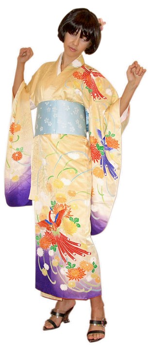 японское традиционное шелковое кимоно, 1930-е гг.