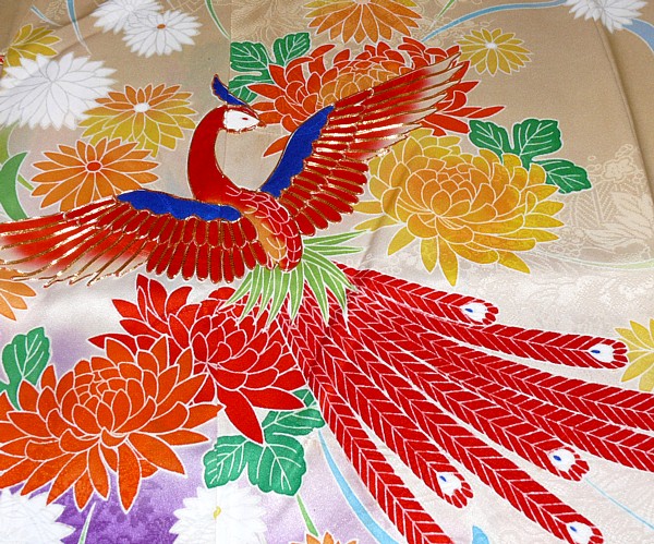 деталь рисунка на японском шелковом кимоно
