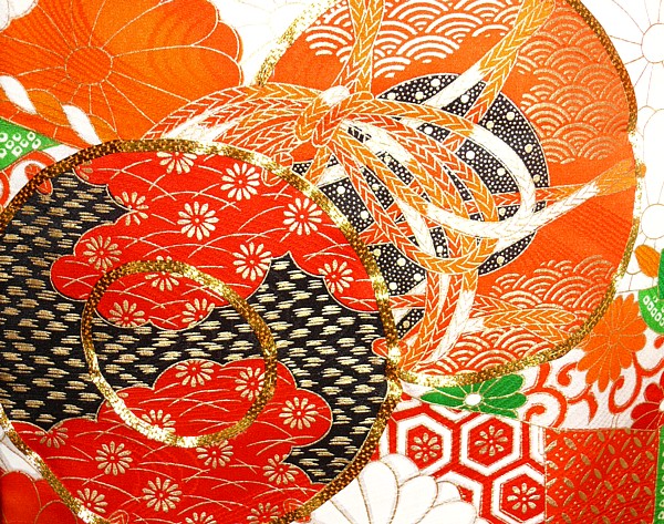 vintage japanese kimono detail of fabric pattern