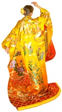 кимоно невесты, шелковая парча, вышивка