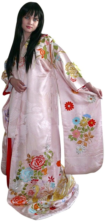 японское свадебное кимоно, шелк, вышивка, 1950-е гг.